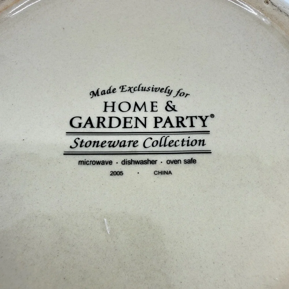 Home & Garden Party Bean Pot Floral Stoneware Cream Lidded Crock 2005